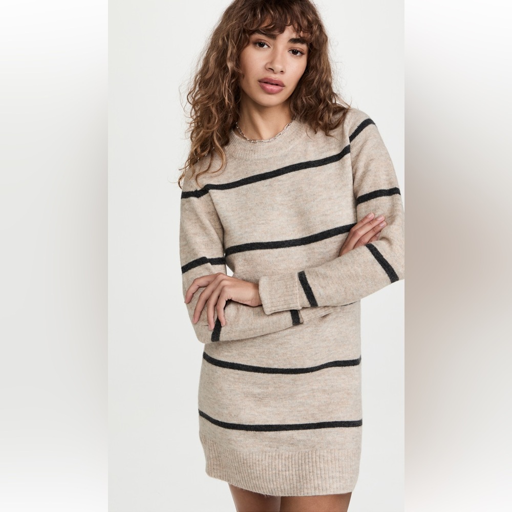 NWT Line & Dot Striped Eska Sweater Dress in Taupe/Grey Size S